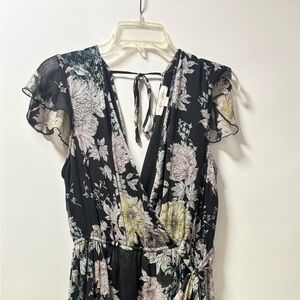 Band of Gypsies Black and Cream Floral Maxi Dress